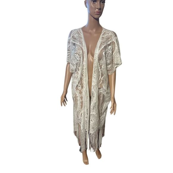 NEW WITH TAGS WOMEN Ana & Rose Crocheted Kimono Ana & Rose's crocheted kimono co - Picture 2 of 7